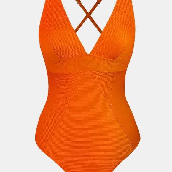 NWT Cupshe Ribbed V Neck One Piece - Picture 4 of 5